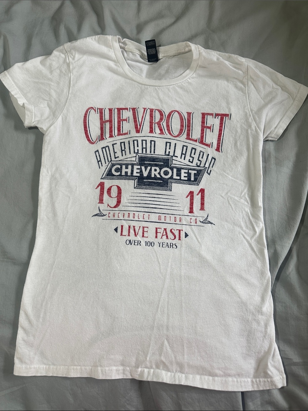 Chevrolet White Graphic Tee - Red & Navy Logo